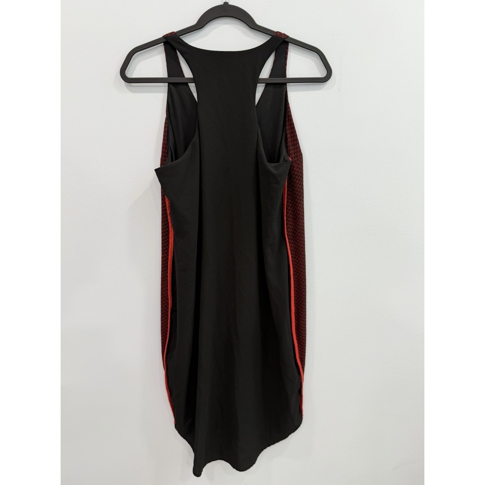 Octavia Large Red Black Sleeveless V-Neck Shift Dress Colorblock Side Trim - Picture 2 of 9